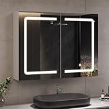 DICTAC Badezimmer spiegelschrank mit Beleuchtung 80x16x60cm Spiegelschrank Bad mit LED und Steckdose...