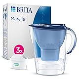 BRITA Wasserfilter Kanne Marella blau (2,4l) inkl. 3x MAXTRA PRO All-in-1 Kartusche – Filter zur...